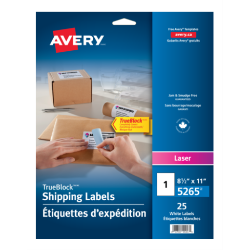 5265 WHITE, TRUEBLOCK, 8 1/2" X 11", PERMANENT, 25 SHEETS/E