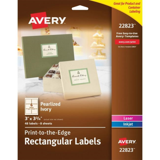22823 PEARLIZED IVORY RECTANGLE LABELS, 3" X 3 3/4", 8 SHTS/