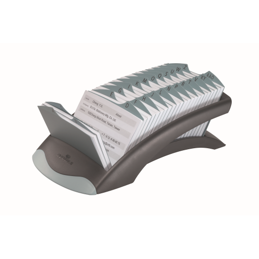 DURABLE TELINDEX, Black Desk Address Card File, 500 Double-Sided Cards, 25 Alphabetical Dividers (241201)