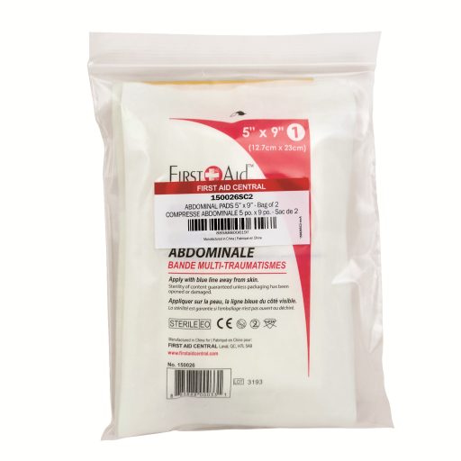 Abdominal Trauma Pad, 12.7 x 22.9 cm, (5"x 9"), 2 Per Bag