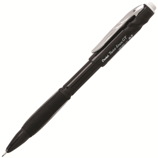 Twist-Erase GT (0.7mm) Retractable 1-Click Mechanical Pencil, Transparent Black Barrel