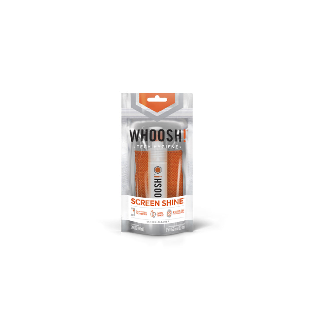 Whoosh! Screen Shine 100mL GoXL Spray with Antimicrobial Cloth Non-Toxic Alcohol & Ammonia Free Formula