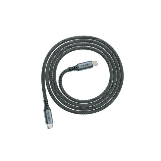 Ventev Charge & Sync Lightning MFI to USB-C Cable 4ft Alloy - Steel Grey