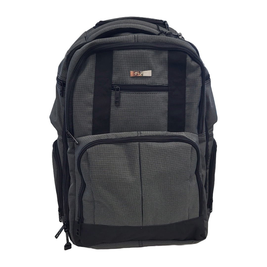 Gino Ferrari Backpack 17in Brunswick Rolling with Retractable Telescopic Handle Canvas - Black and Grey