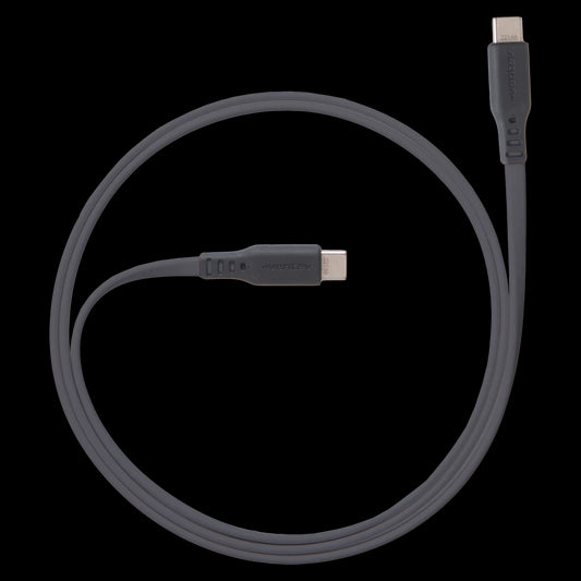 Ventev Charge & Sync USB-C to USB-C Cable 6ft Flat High Speed 2X Copper Fast Charge Reinforced Connector - Box - Gray